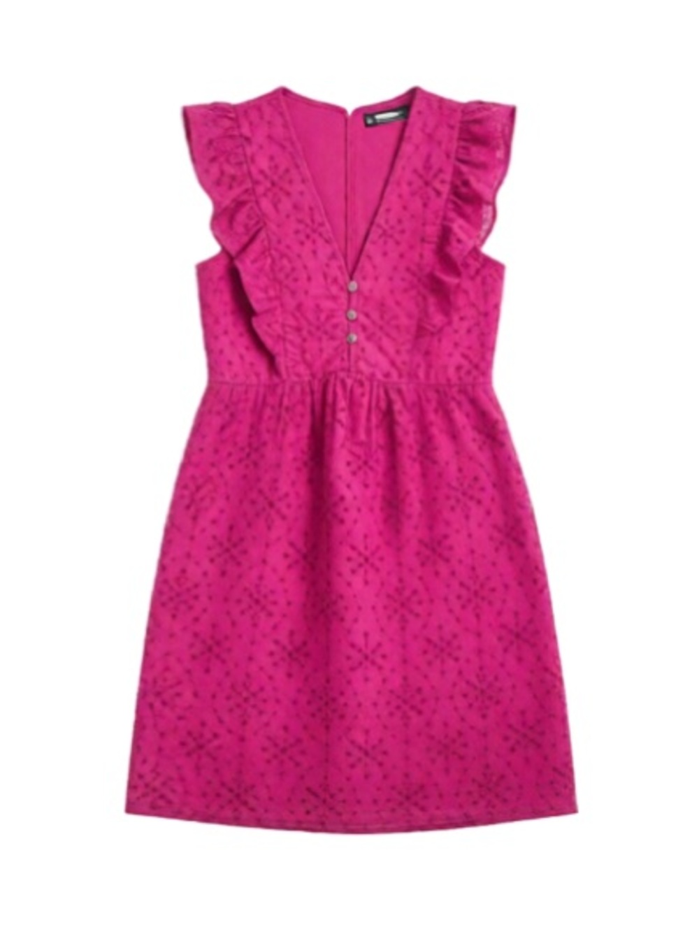 LOFT Eyelet Button Ruffle Swing Dress